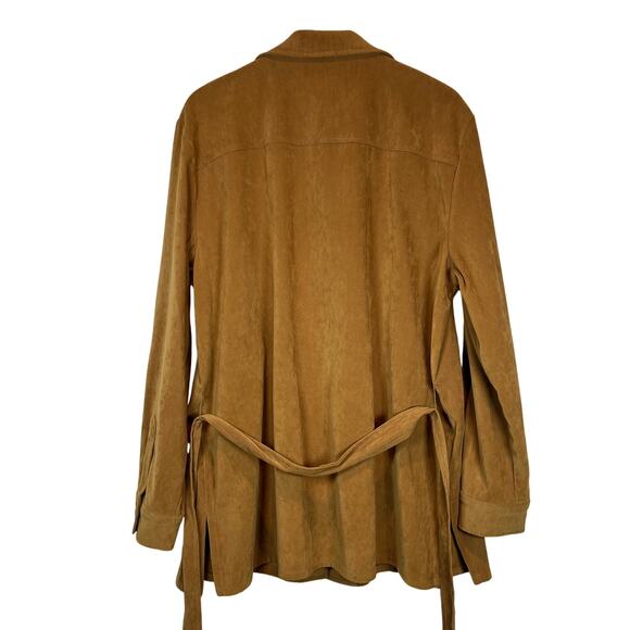 Rafaella Faux Suede Button Down Jacket Women's 16 Belted Tan Moleskin - Picture 3 of 10